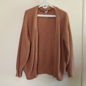 Qualfort Button Cardigan 100% cotton size large rose/blush/ peachy/orange